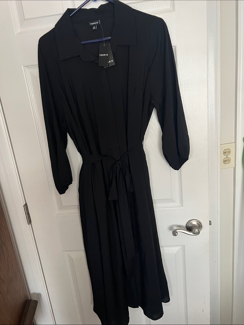torrid Black Midi Shirt Dress with Tie Waist